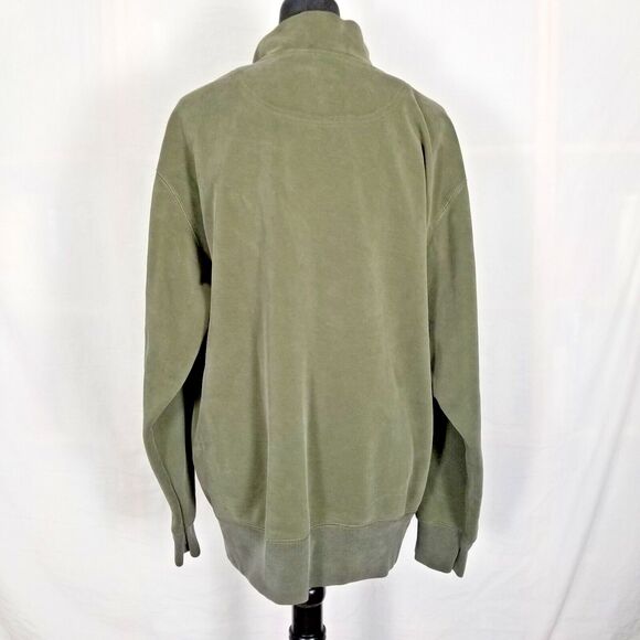 Orvis Men's Mock Neck Pullover Large Quarter Button Leather Accent Outdoor Green - Picture 6 of 11